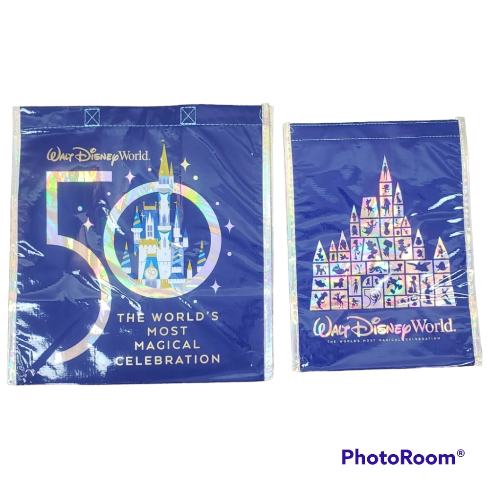 🎄Walt Disney World 50th Anniversary Reusable Tote Bags S M Set NEW